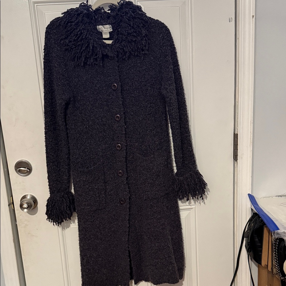 Elegant Black Fringed Cardigan
